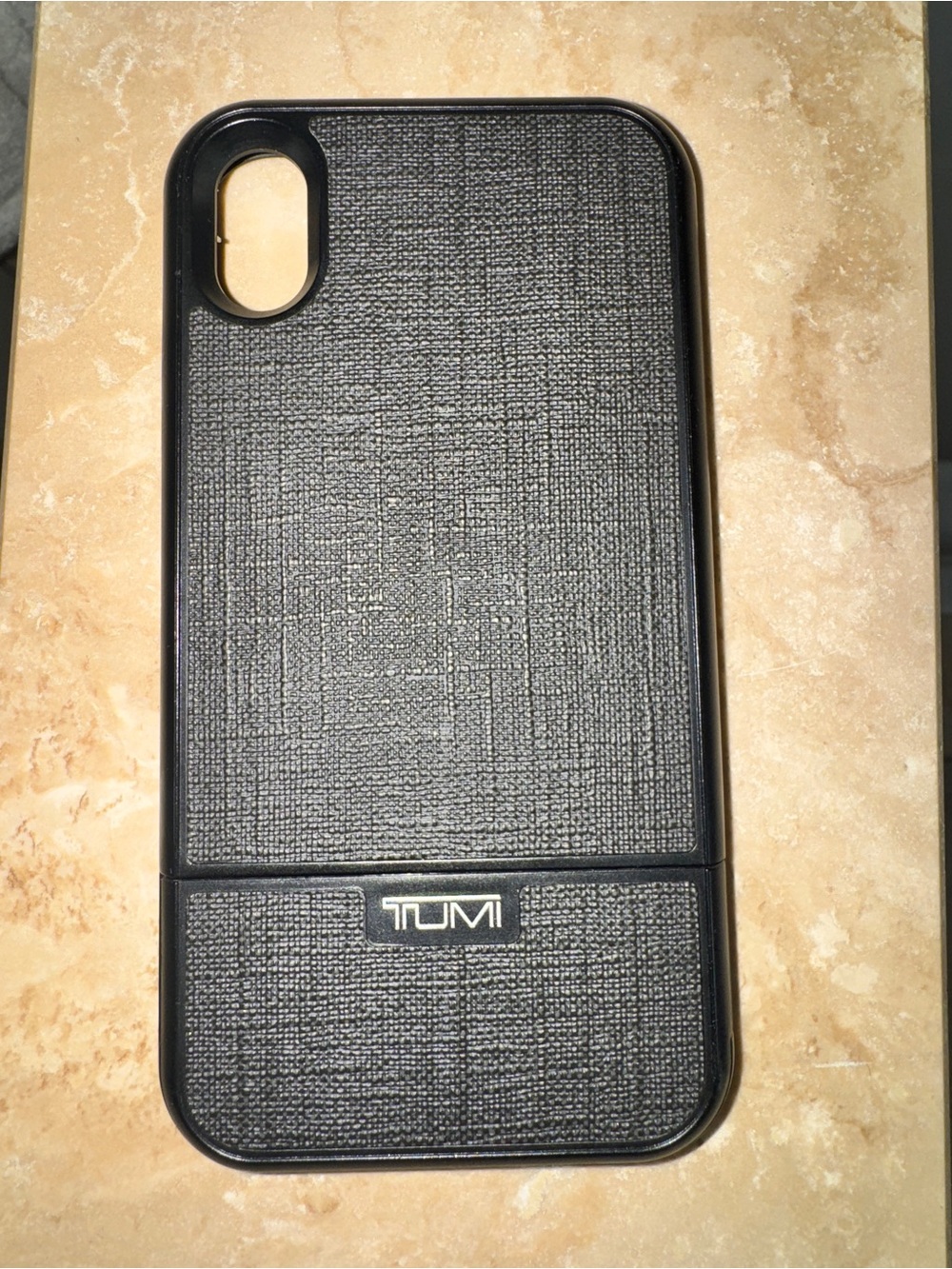 Tumi Black Textured Leather-Style iPhone XR Case
